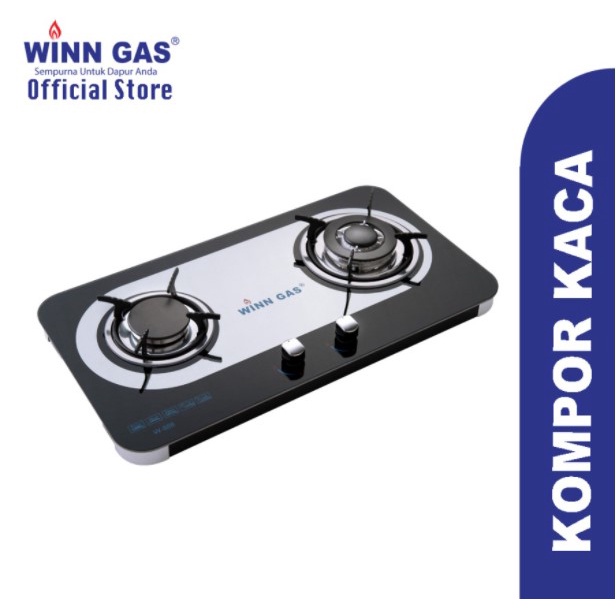Winn Gas Kompor Gas Kaca Tanam 2 Tungku W-888 Slim Glass W888 W 888