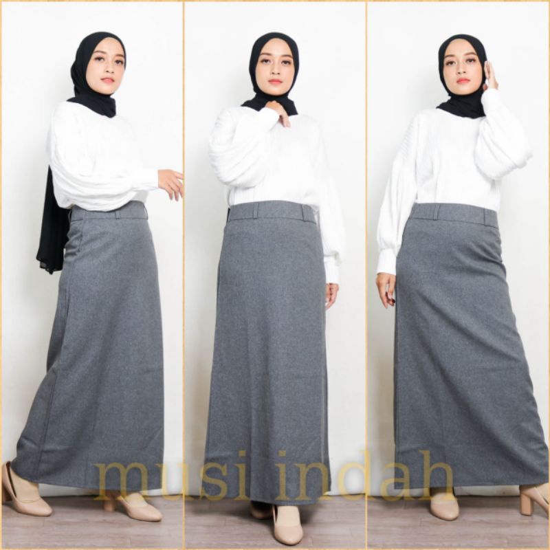 Rok Kerja Panjang Hitam Rok A Line Bahan Formal Kantor