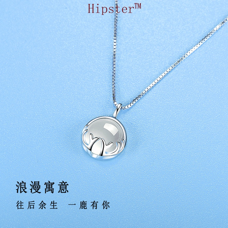 925 Silver Necklace Female Pendant White Jade