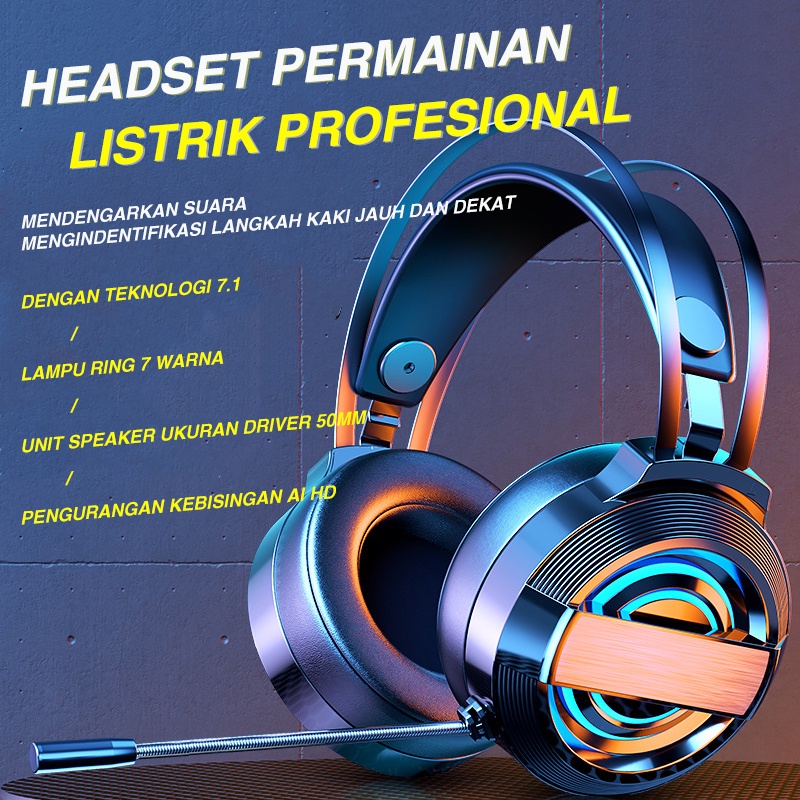 Headset komputer/headset bass/headset gaming profesional/headset warna-warni/headset kabel antarmuka USB/headset dengan mikrofon