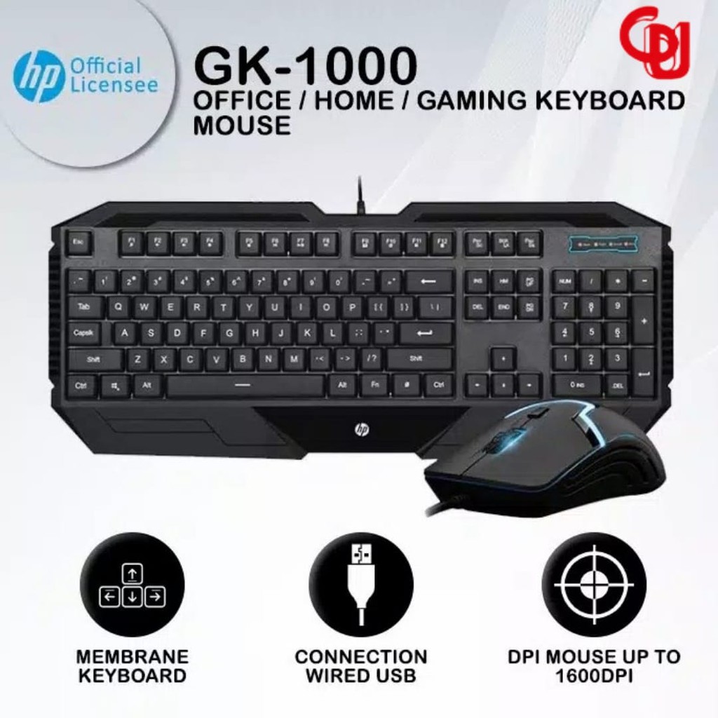 Hp Gk1000 Office Combo Gaming Keyboard Dan Mouse Hitam Shopee Indonesia