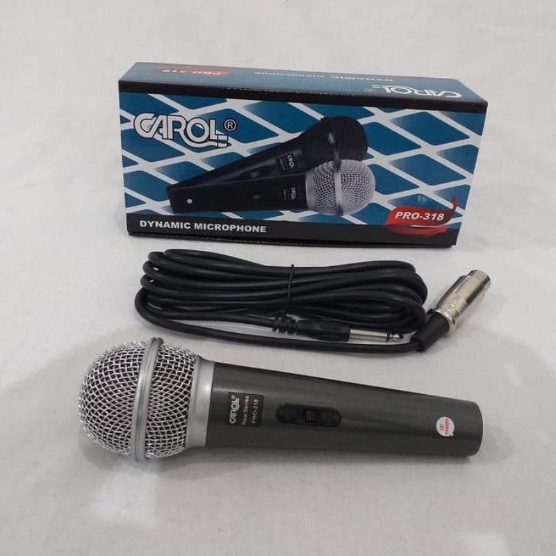 Mic Kabel CAROL Pro-318  Dynamic Microphone Bonus Kabel Kualitas Original