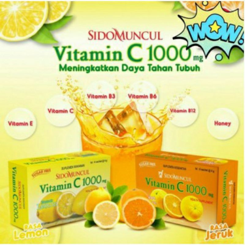 Vitamin C 1000 Sidomuncul Serbuk Jeruk multi fitamin Jaga Daya Tahan Tubuh