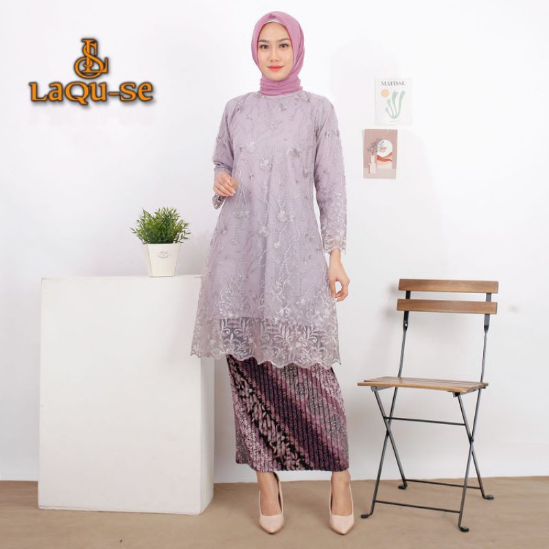 Permata Olshop / Kebaya Tunik Modern Tulle Terbaru / Kebaya Pesta / Baju Brukat Kondangan / Setelan Kebaya Seragam