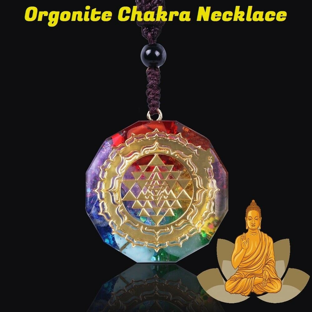 Orgonite Pendant Sri Yantra Natural Crystal Agate Necklace/Sacred Geometry Chakra Energy Necklace Meditation Jewelry