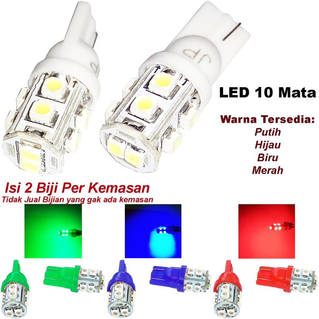 Isi 2 Pcs LED 10 Mata Colok Untuk Lampu Motor Lampu Sen, Senja, indikator