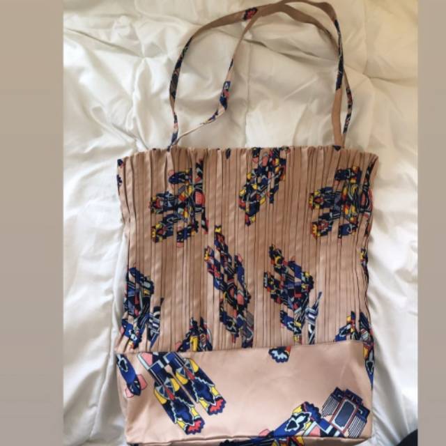 Tote bag pleats coklat