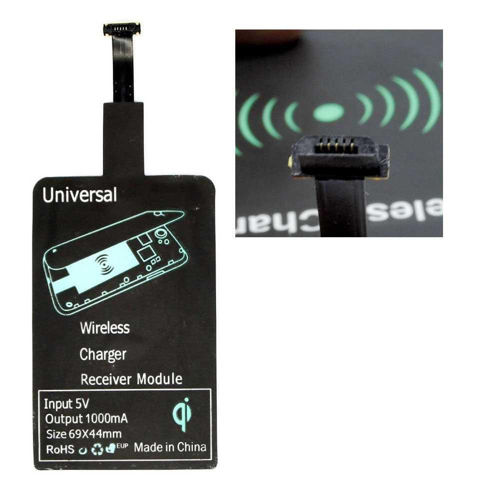 VZTEC Qi Wireless Charging Receiver for Smartphone [Micro USB Reverse] [Hitam]