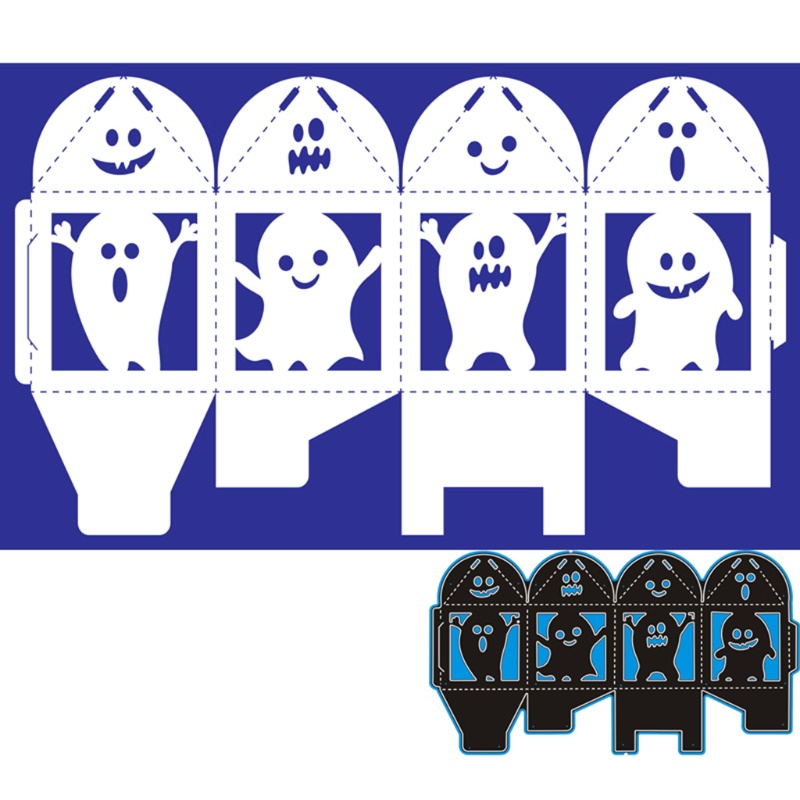 Cetakan Stensil Cutting Dies Motif Hantu Halloween Bahan Metal Untuk Scrapbook / Craft DIY