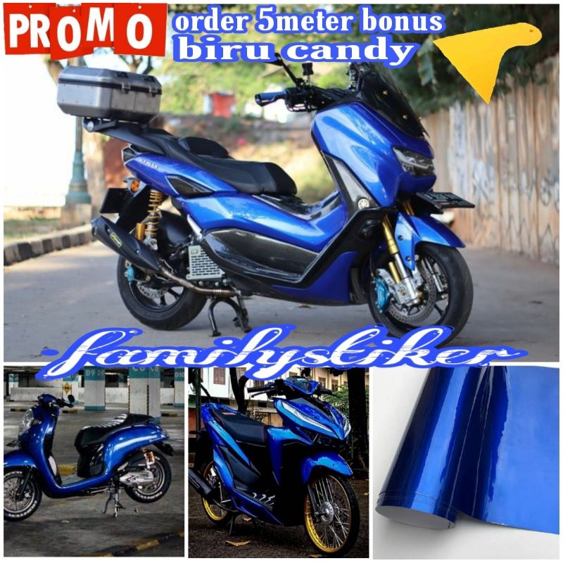 Sticker Biru Candy Skotlet Biru Metalik Stiker Sekotlet Warna Biru