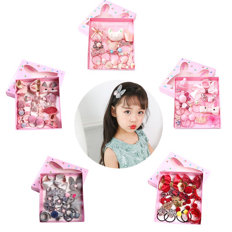 Wig 18Pcs Set Jepit Rambut  Model  Pita Elastis untuk Anak  