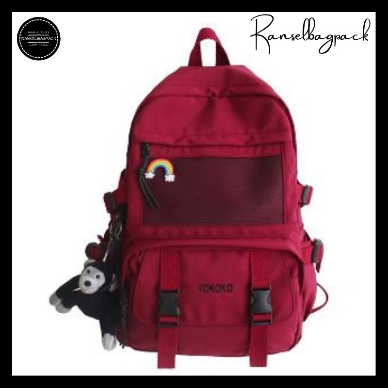 Tas Ransel Punggung Backpack Kanvas Bahu Simple Kekinian Model Kasual Termurah Terbaru Korea Remaja Travel Baru Multifungsi Backpack Pria Wanita Cewek Cowok 002