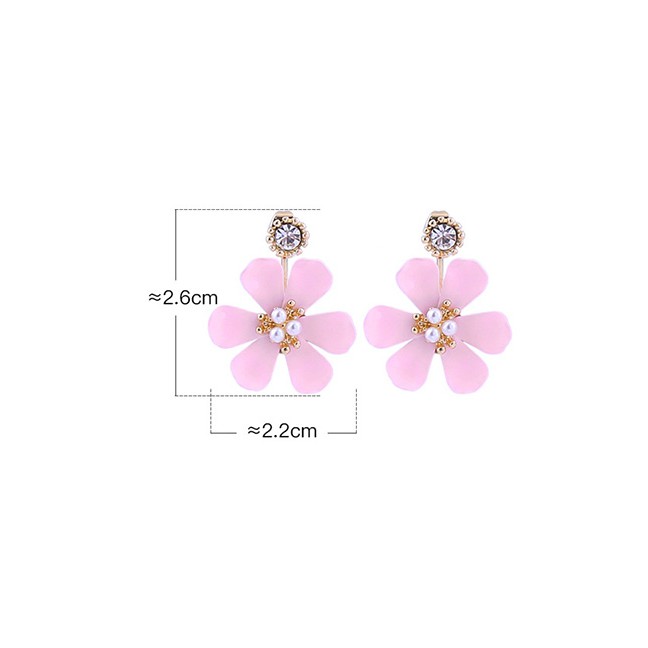 LRC Anting Tusuk Fashion Flower Earrings Flower Drip With Diamond Stud Earrings D09029