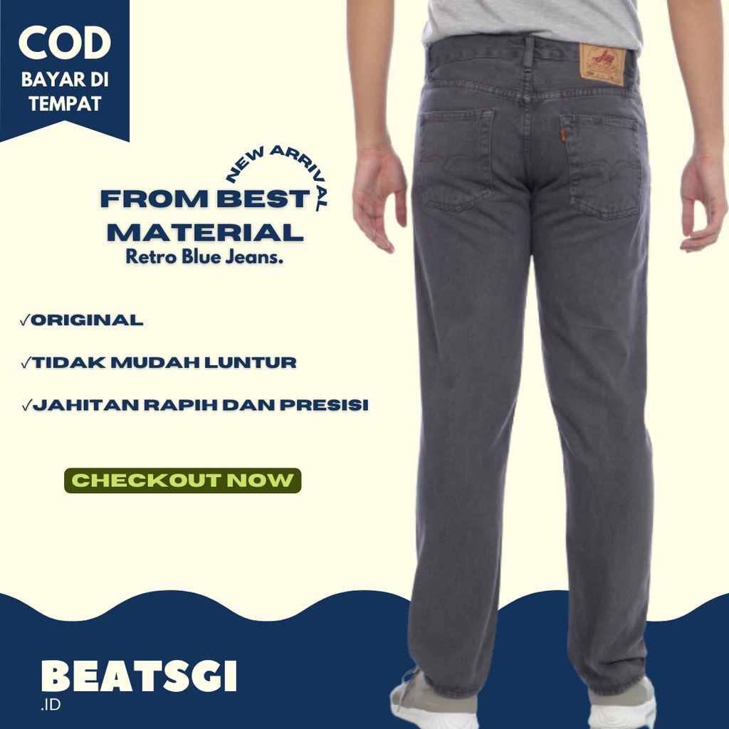 Celana Jeans Pria Panjang Denim Cowok Murah Reguler Standar Premium Celana Lea Laki Laki Abuabu