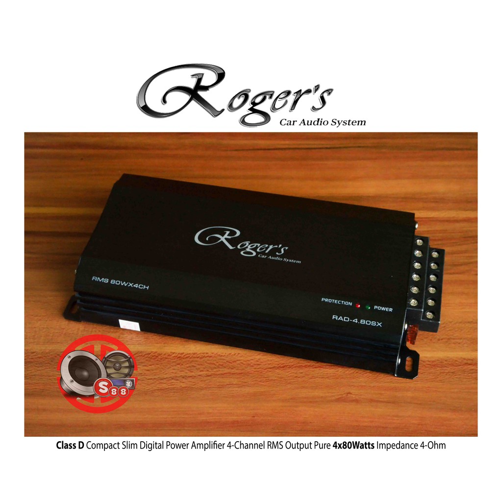 Rogers RAD-4.80SX Class D Digital Amplifier 4-Channel 4x80W RMS