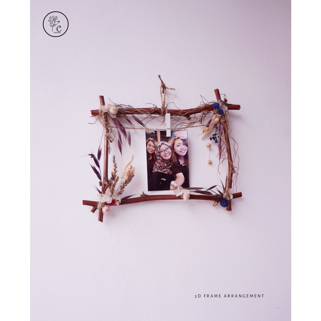 Frame Dry Flower Arrangement Untuk Pajangan Foto | Preserved flower frame foto aesthetic