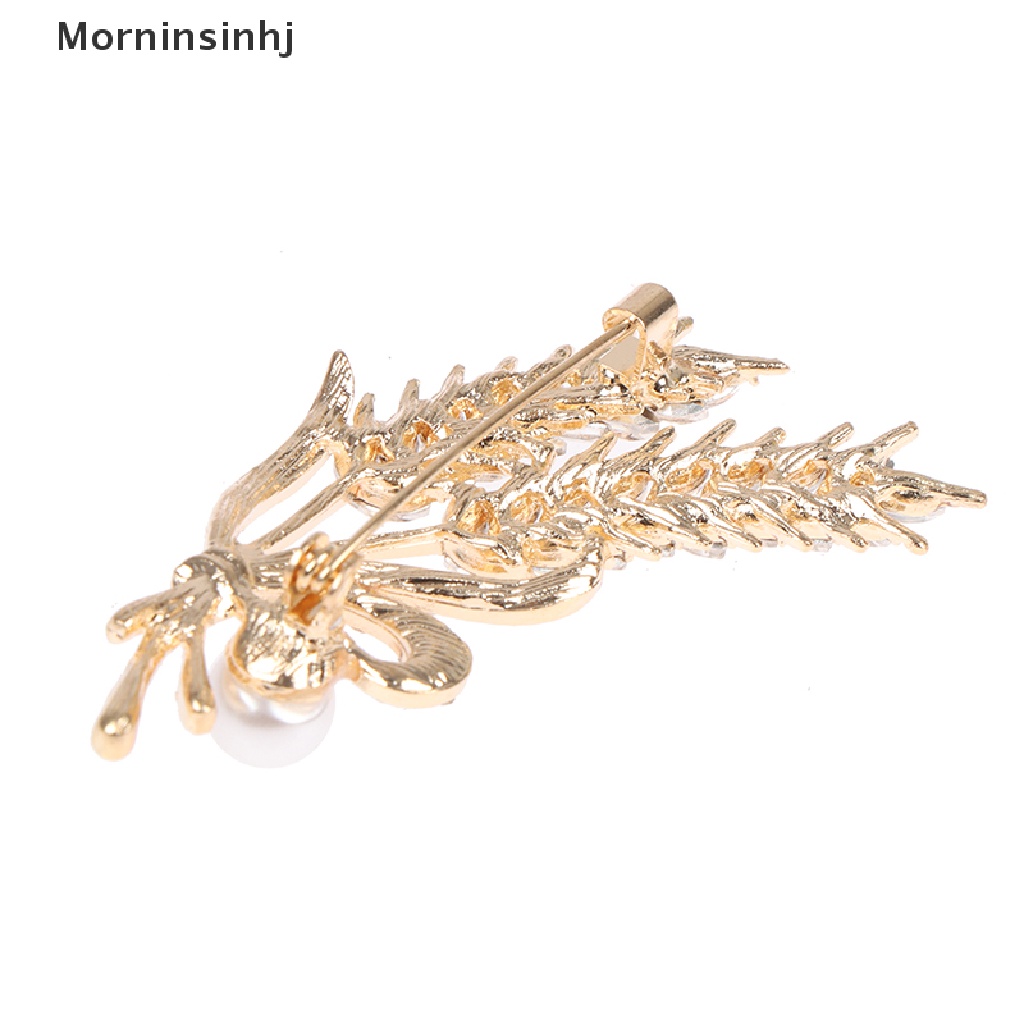 Mornin Mutiara Berlian Imitasi Ear of Wheat Bros Untuk Wanita Baroque Trendy Elegan Brooch Pin id