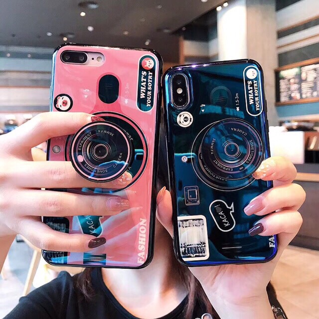 Camera Case Blueray (Case+popsocket+ kalung) iPhone Oppo Vivo Xiaomi Samsung j4+ J6+ A6+ A8+ s10 V11