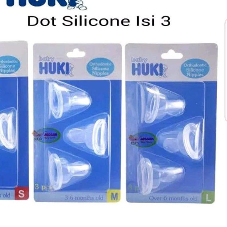 ➳ Dot Huki Dot Gepeng Orthodontic Silicone Nipple Isi 3 Pcs / Dot Bayi Gepeng HUKI / HUKI DOT BAYI ✧