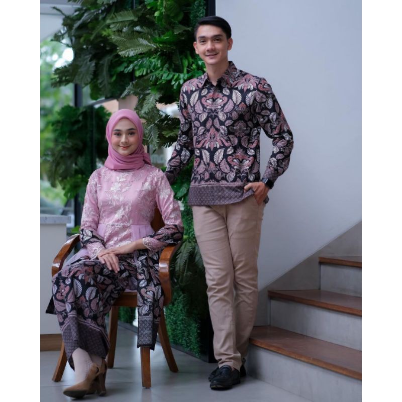 Kebaya batik couple annisa Dusty pink brokat | kebaya wisuda kebaya lamaran