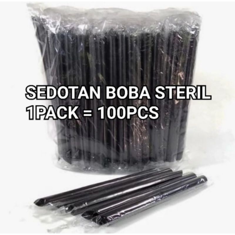 SEDOTAN BUBBLE BOBA JUMBO STERIL 12MM 21CM XL HITAM