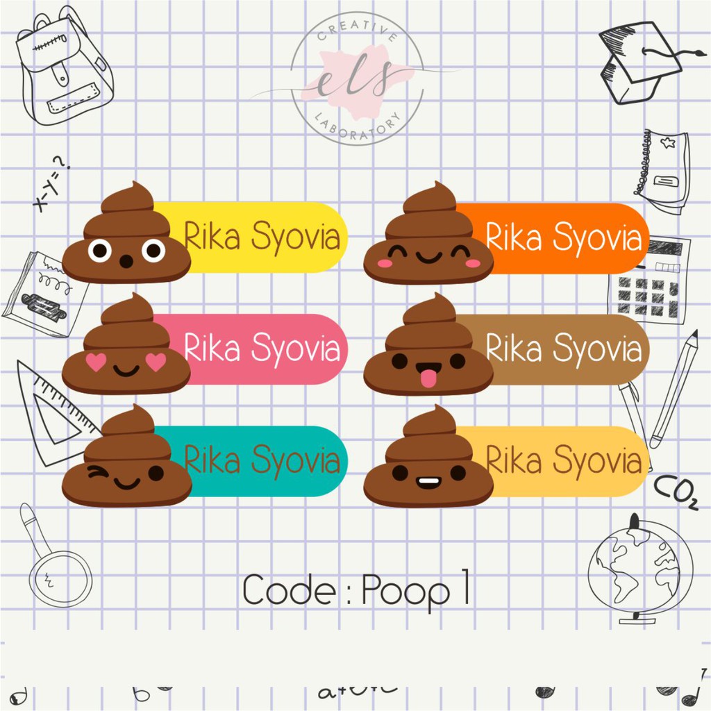 

stiker label nama custom waterproof anti air