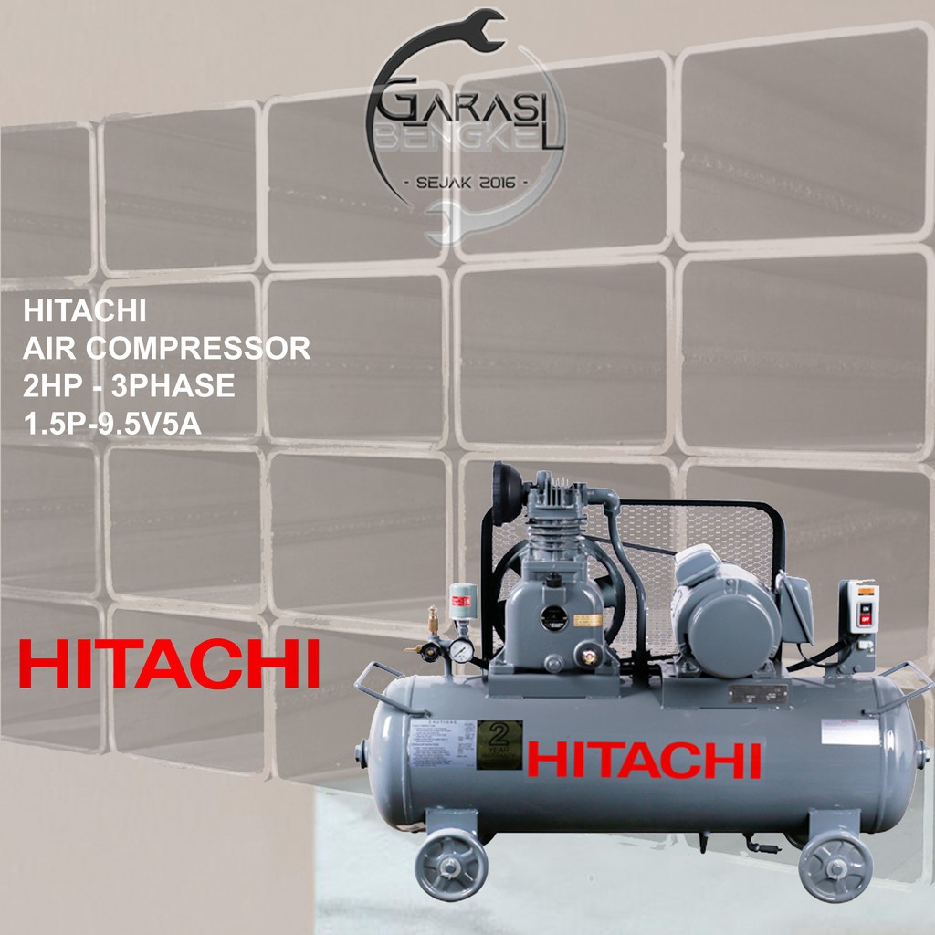 Kompresor Angin Hitachi Air Compressor 2Hp 3 Phase 1.5P-9.5V5A