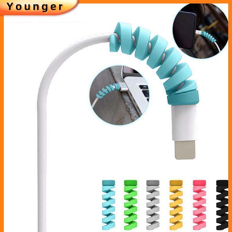 1pc Cover Pelindung Kabel Data / Charger Micro USB / Tipe C Bentuk Spiral Bahan Silikon Untuk Android