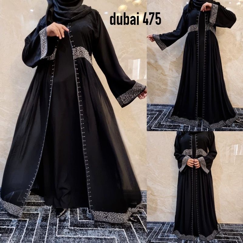 Gallery Exclusive Abaya Hitam Gamis Dubai 475 Swarosvky