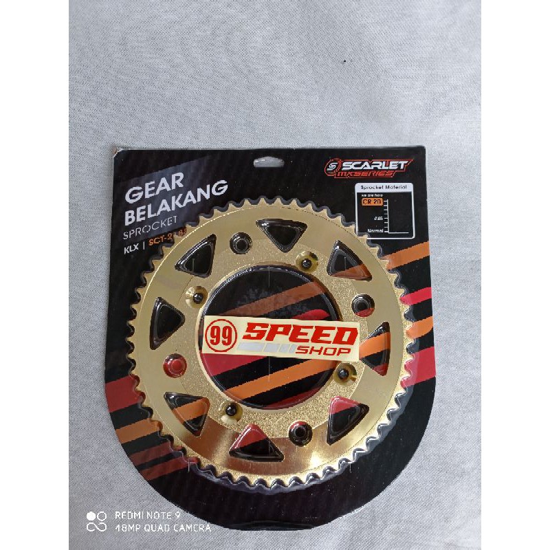 GIR SPROCKET BELAKANG KLX150 SCARLET MXSERIES GOLD UK45T-46T-47T-48T-49T-50T-51T-52T-53T-54T-55T-56T-1