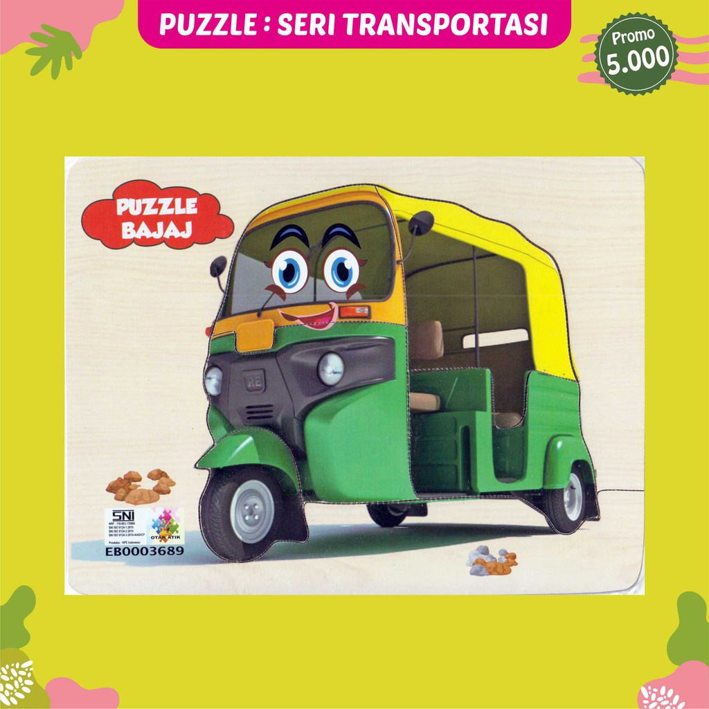 Mainan Edukasi Puzzle Kayu Puzzle Anak Puzzle Transportsi Mobil Polisi Bajaj Pesawat     - EAX