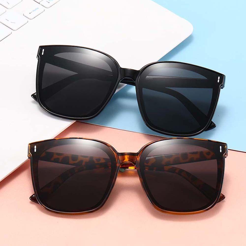 [Elegan] Kacamata Hitam Persegi Panjang Anti UV Kepribadian Leopard Square Street Style Properti Foto Korea Oversize Eyewear