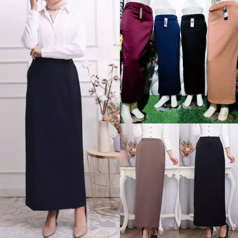 Rok Span Panjang Scuba / Rok Panjang Wanita / Rok Kantor / Fashion Wanita