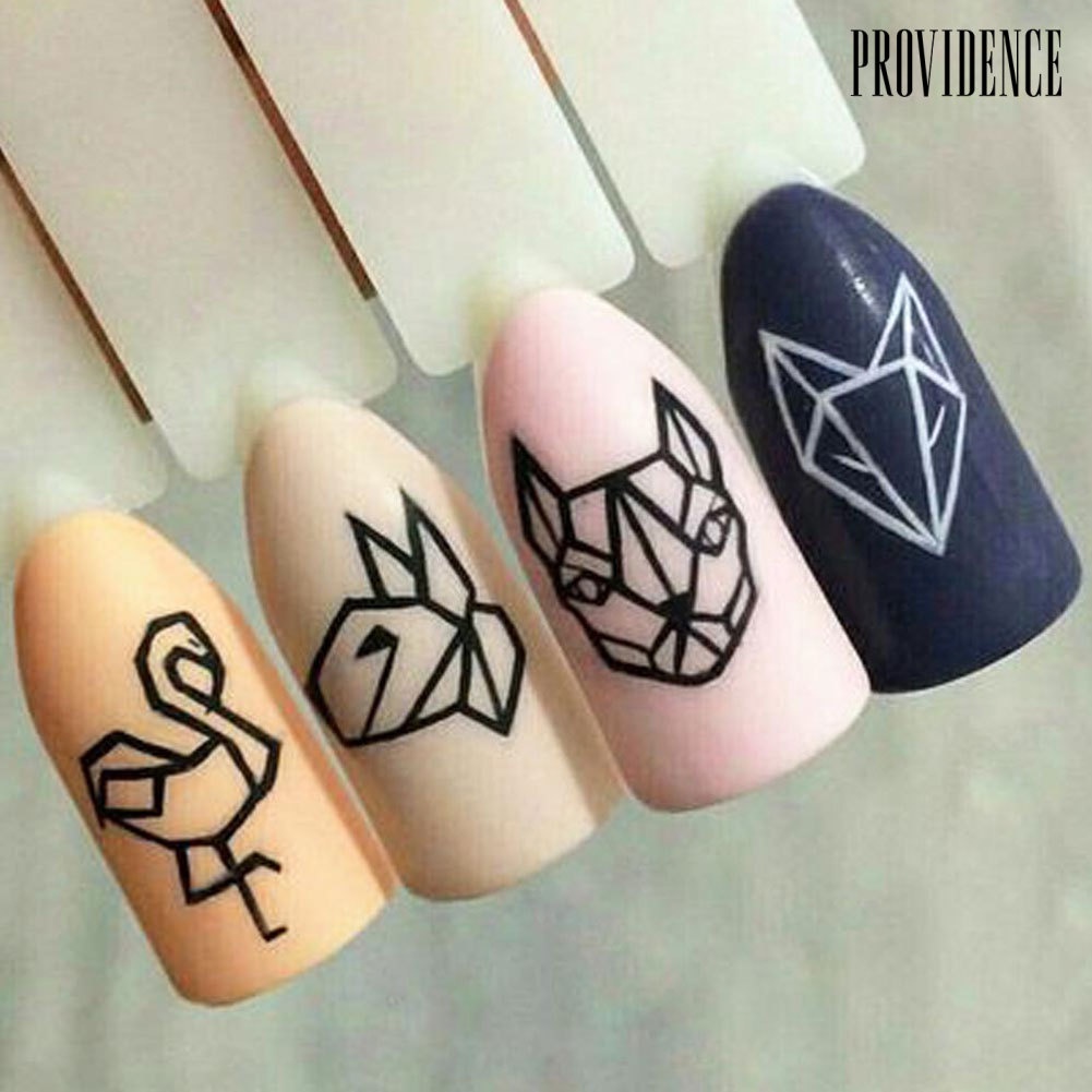 Providence Stiker Kuku Motif Bulu / Bunga Untuk Dekorasi Nail Art / Manicure Diy