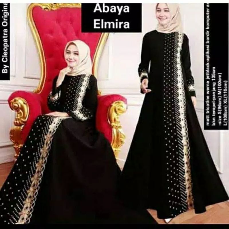 baju busana muslim abaya Gamis Couple Arab Hitam Bordir  turkey 1002-Abaya elmira
