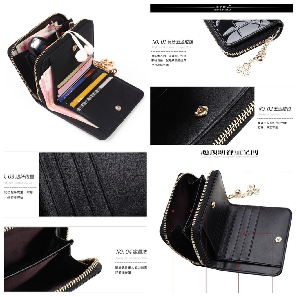 DOMPET WANITA KECIL KULIT GLOSSY IMPORT ABG FASHION KOREA MURAH BATAM ESTER BRANDED LIPAT RESLETING SLOT KARTU REMAJA KEKINIAN SIMPLE-4