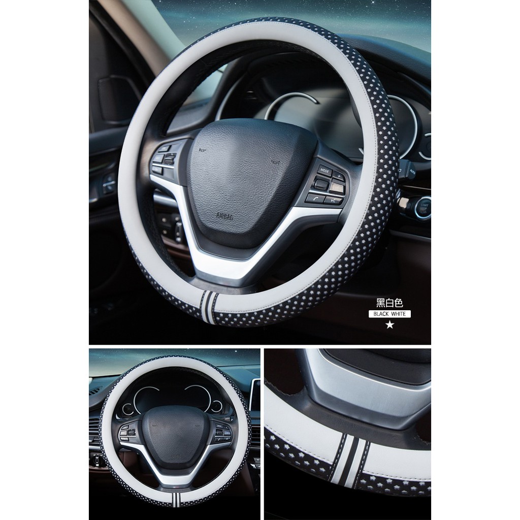 MOTIF BINTANG Sarung Cover Stir Setir Mobil Sport Kulit Sintentis Premium