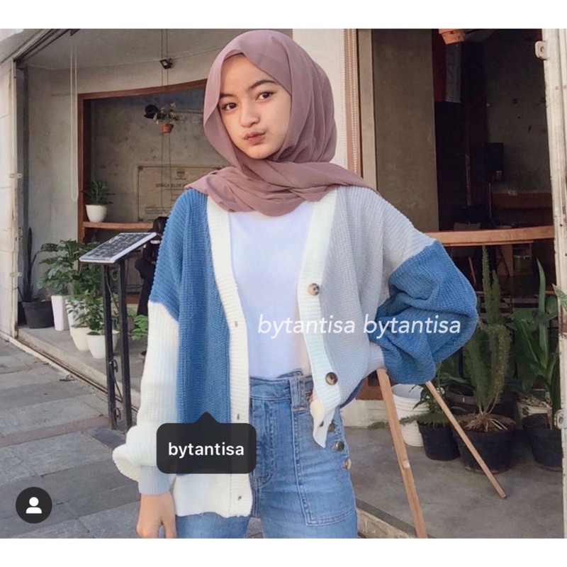 CARDIGAN RAJUT TWIST | OUTER OUTWEAR KNIT MIX WARNA KOMBINASI | CARDYGAN TEBAL PREMIUM HIGH QUALITY-2