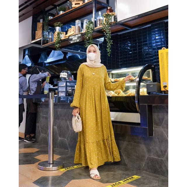 GAMIS MAXI RAYON PREMIUM/GAMIS POLKA NIDI DRESS TERBARU