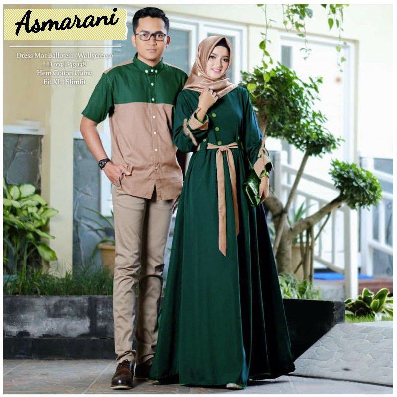 Baju Gamis Dress Couple Pasangan Kondangan Bunda Wanita Pria Mama Papa Cowo Cewe Busui Muslim S M L 