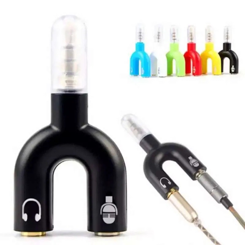 Splitter 2 Microphone Mic to Mic Audio Adapter Dua Dual Mikrofon