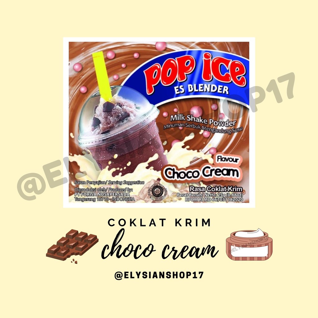 

Pop Ice Choco Cream / Coklat Krim 1 Sachet