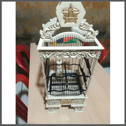 sangkar burung pleci rep pcmi jati ukir MJ12