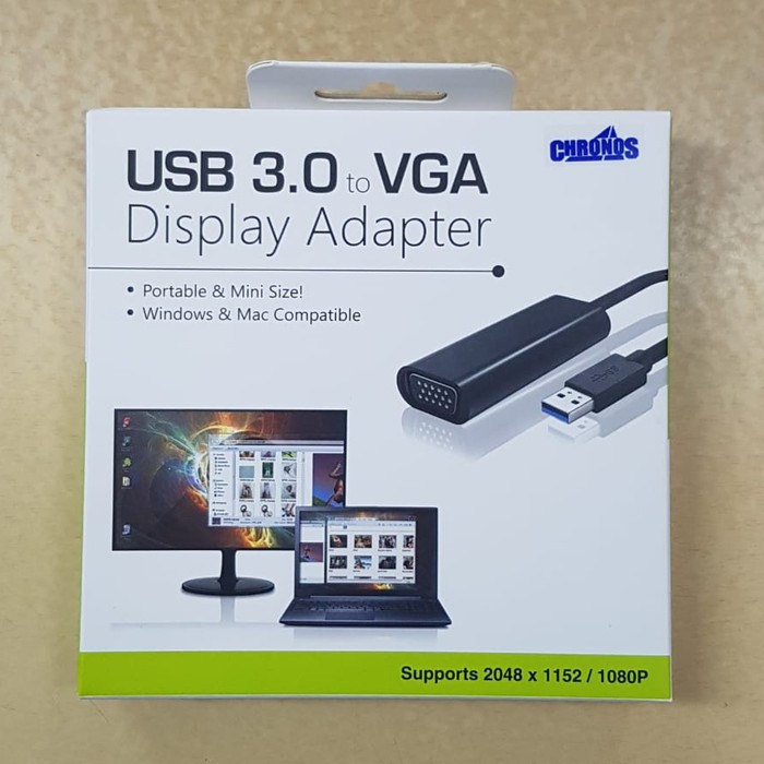 USB 3.0 to VGA Display Extend Mirror Win Mac 2048x1152 1080p CHRONOS