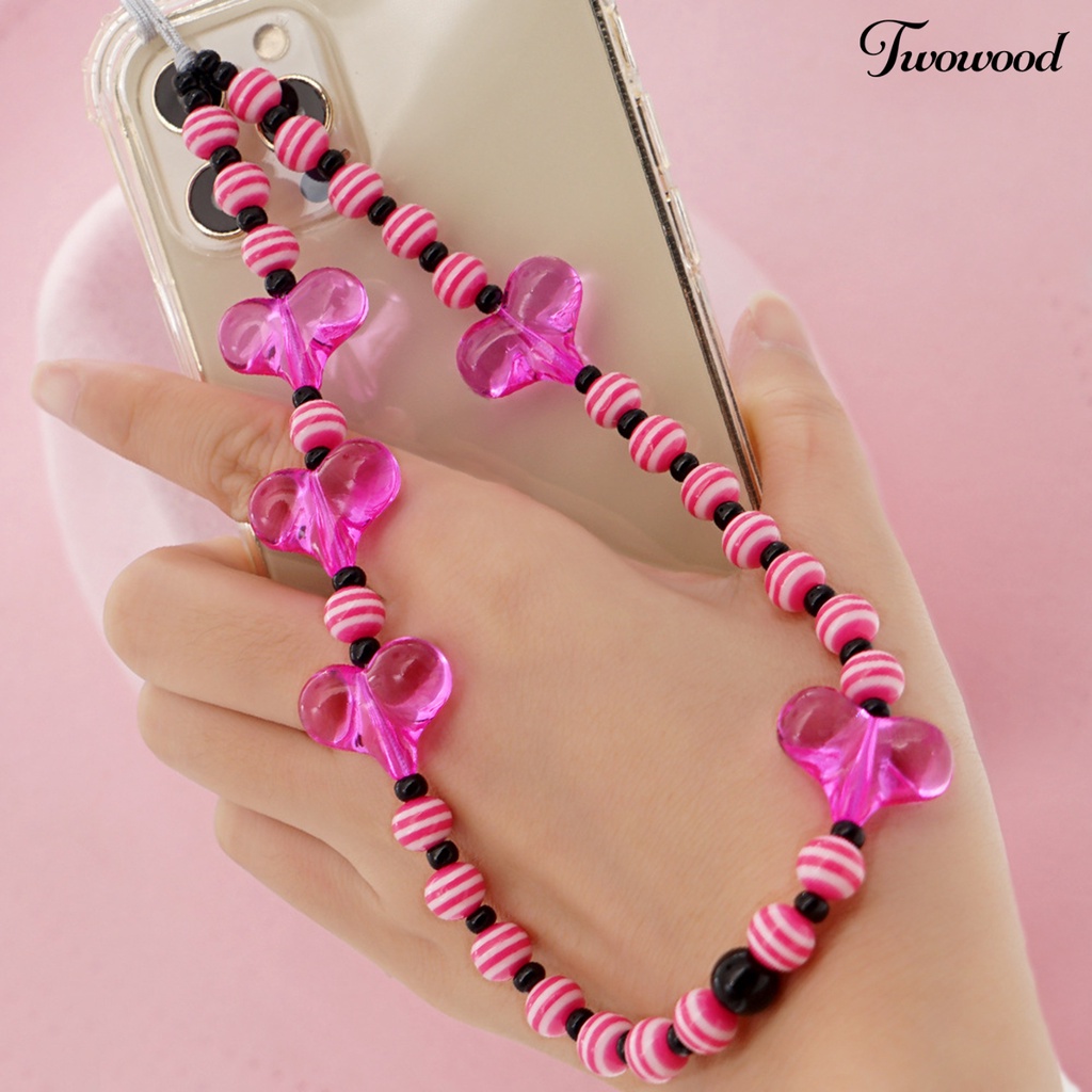 Twowood Tali Lanyard Motif Garis Warna-Warni Untuk Aksesoris Handphone