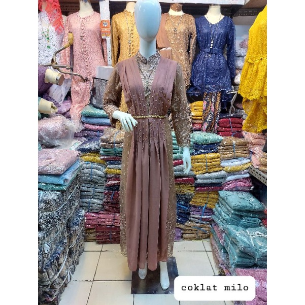 promo!gamis modern brokat tulle/kebaya muslim/gamis lebaran/gamis pesta/gamis terlaris