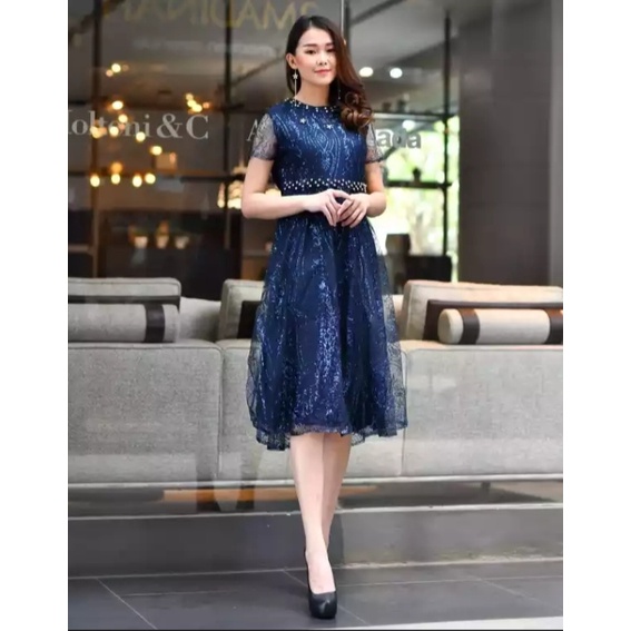 Dress Natal Terbaru 2021/Dress Brukat Jumbo/Dress Natalia Kerut Bali/Dress/Cioza/Dress Midi Brukat J