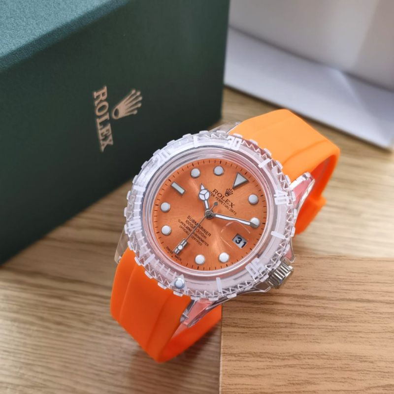 (Y)JAM TANGAN WANITA ROLEX NEW COLLECTION FASHION WANITA TALI KARET RUBBER PREMIUM FREE BOX SESUAI F