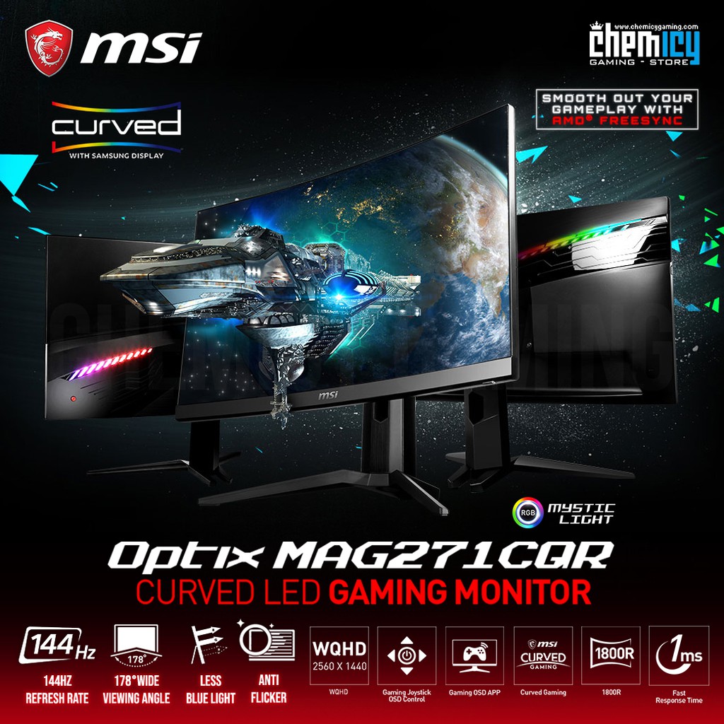 MSI Optix MAG271CQR 27 inch 144Hz 2K WQHD Curved Gaming LED Monitor