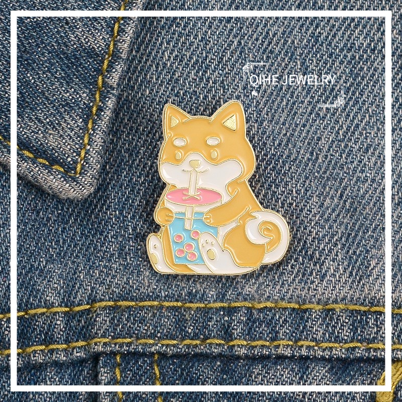 Bros Pin Enamel Bentuk Kartun Anjing Shiba Inu Untuk Hadiah Anak